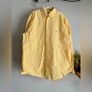 Ralph Lauren Youth Sz 10 Oxford Button Down Shirt Boys Yellow Embroidered Pony